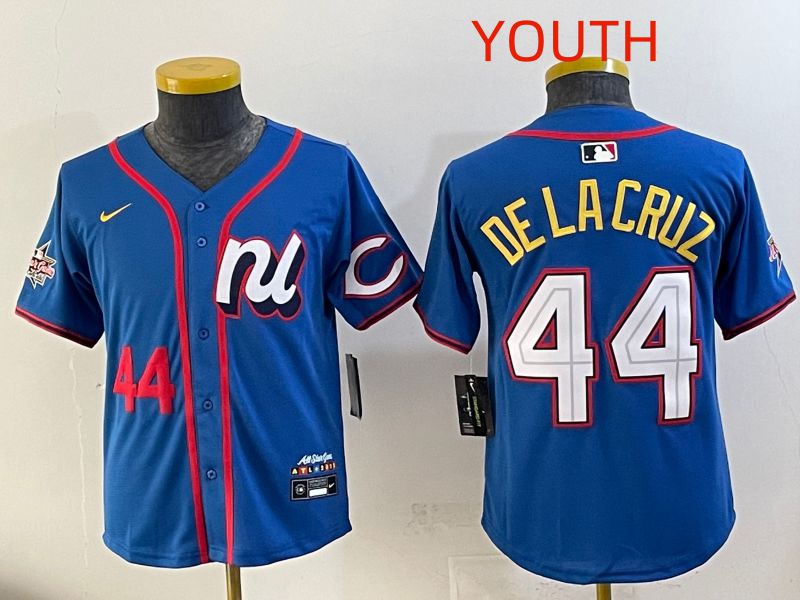 Youth 2025 Cincinnati Reds #44 De Lacruz Blue All star Nike MLB Jersey style 06->women mlb jersey->Women Jersey
